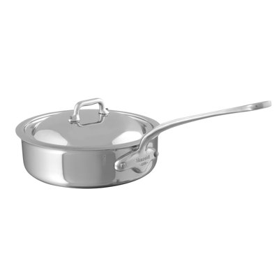 Mauviel M'cook 5-Ply Saute Pan With Lid With Helper Handle, Cast Stainless Steel Handle, 6.2-Qt