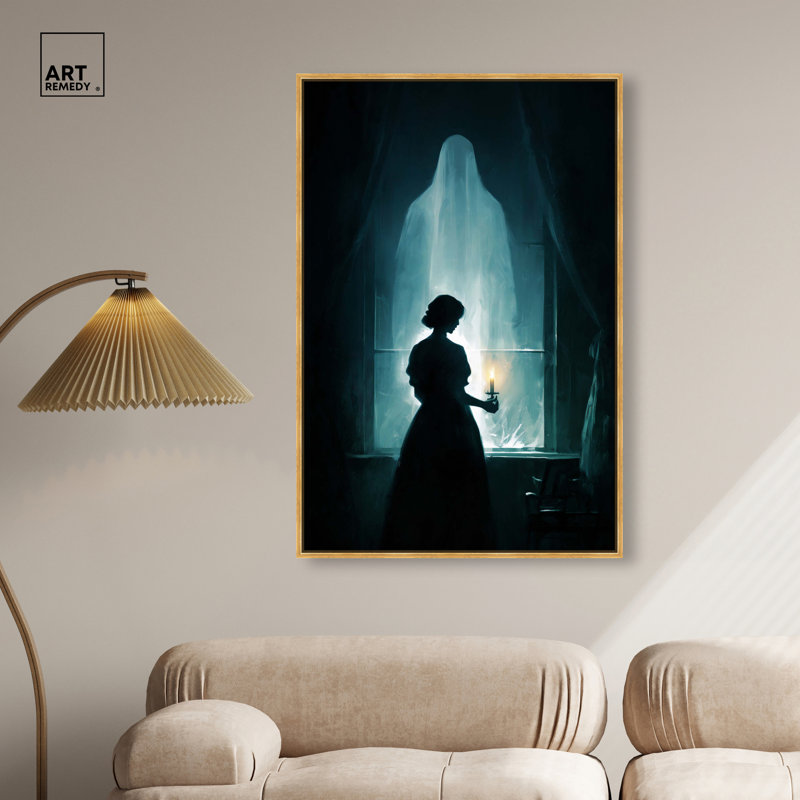 «A Chilling Apparition», reproduction d'art sur toile encadrée par Art Remedy, cadre doré, 30 x 45, 46"H x 31"W, Gold Frame