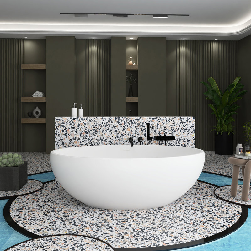 Baignoire de trempage autoportante 66,93 po x 39,37 po