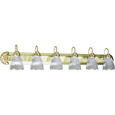 Luminaire d'intérieur pour meuble-lavabo mural 6 lumières en laiton poli avec abat-jour cloche en verre