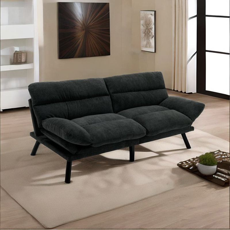 Canapé-lit avec coussin épais, Lin gris