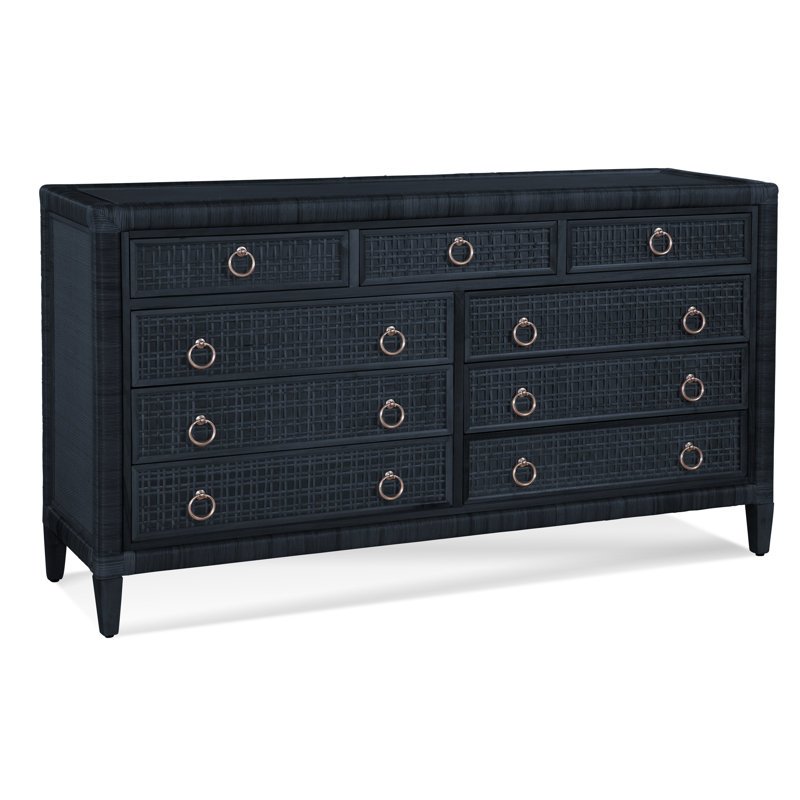 Naples 9 Drawer 64'' W Dresser, Sea Glass, Satin Nickel, No