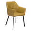Ensemble de deux fauteuils de salle à manger rembourrés en similicuir jaune et noir