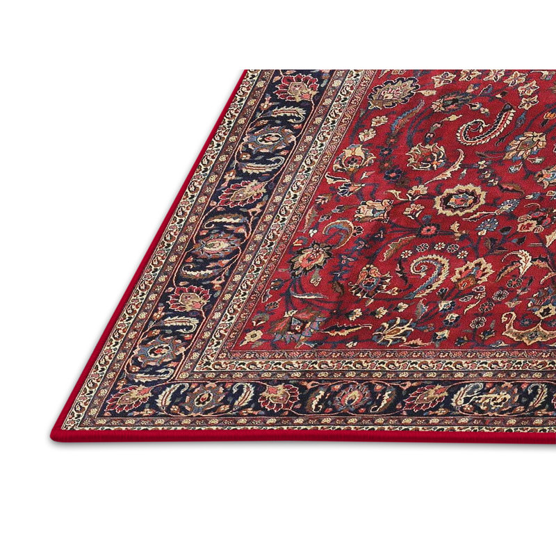 Tapis traditionnel rouge / beige Delessite, Rectangle 3 pi x 5 pi