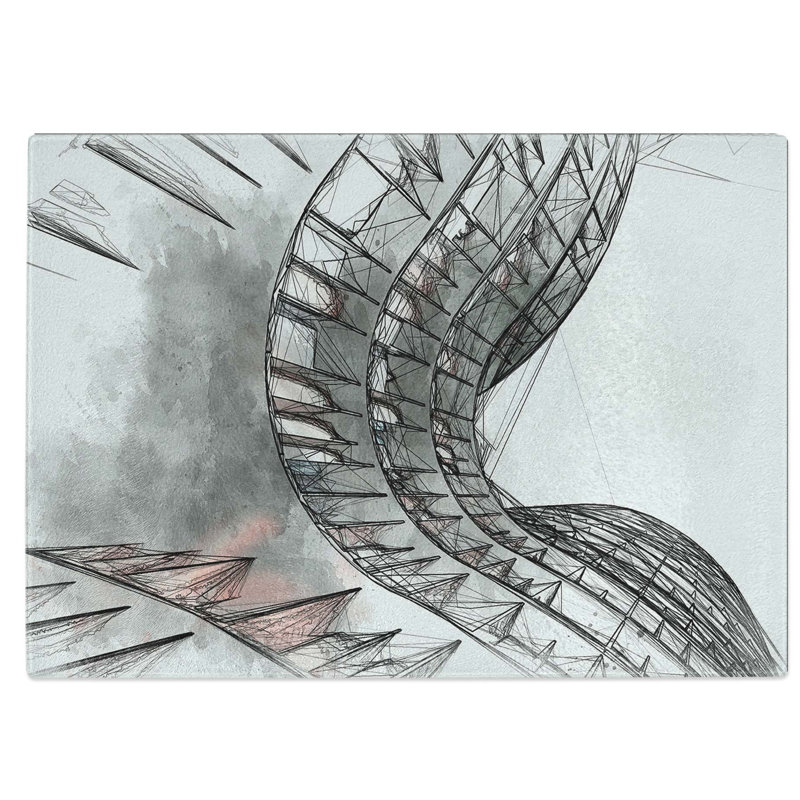 Tempered Glass Sketching the Architecture Vol.25 Chopping Board, 39 cm W x 28.5 cm L