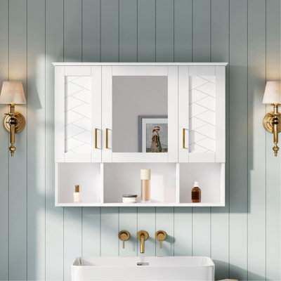 35 Inch 2-In-1  Wall Mounted Medicine Cabinet With Adjustable Shelves & Soft Close Doors, High-Define Mirror With Storage For Bathroom Vanity