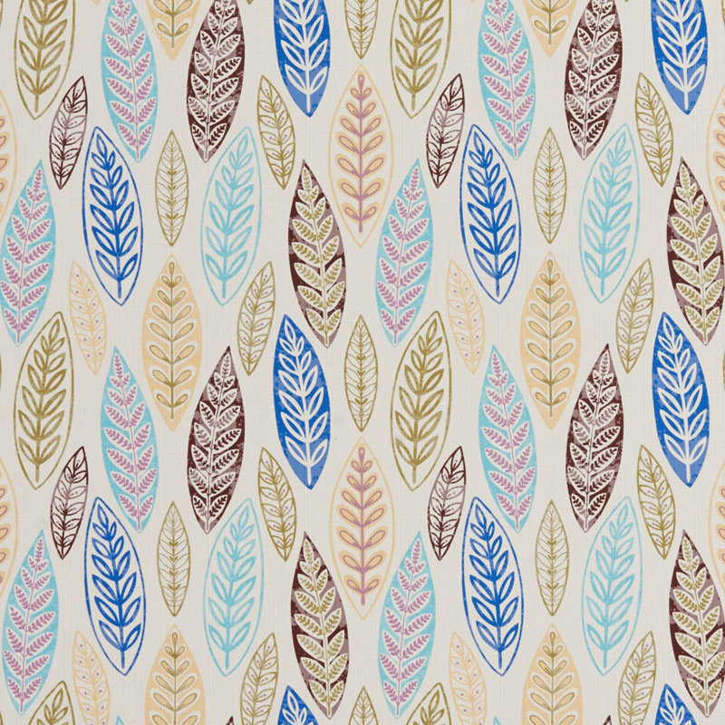 Tissu à imprimé floral, Bleu / Brun