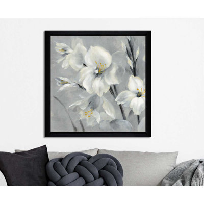 « fleurs on gray ii », reproduction de peinture à l’acrylique