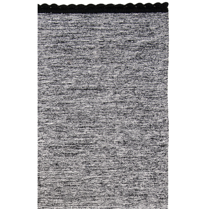Tapis noir en coton tissé à plat à la main Mohnton, Rectangle 8 pi x 10 pi