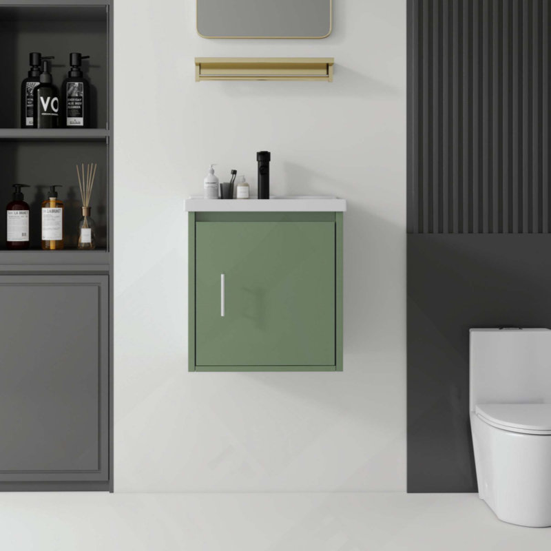 Meuble-lavabo suspendu de 50 cm (20 pouces), armoire murale en contreplaqué avec lavabo en céramique et portes à fermeture en douceur pour les petites salles de bain