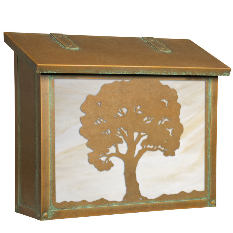 Boîte aux lettres murale chêne tree, Vert nouveau, Or irisé