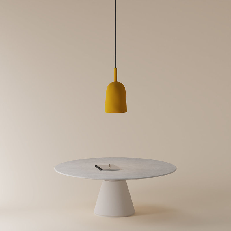Vessel Pendant Light, 18" H x 14.5" W x 9" D, Mustard, Black