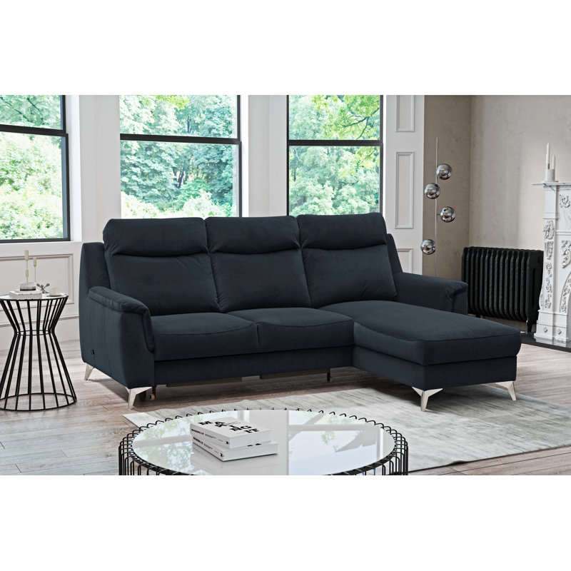 Izola 3 Seater Velvet Sofa Bed, Graphite, Right Hand Facing