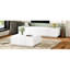 Élégante paire de téléviseurs blancs et de tables basses, centre à double usage avec style de tiroir arqué, solution de mobilier flexible, 8 tiroirs spacieux pour garder les choses bien rangées-118930436-118930437