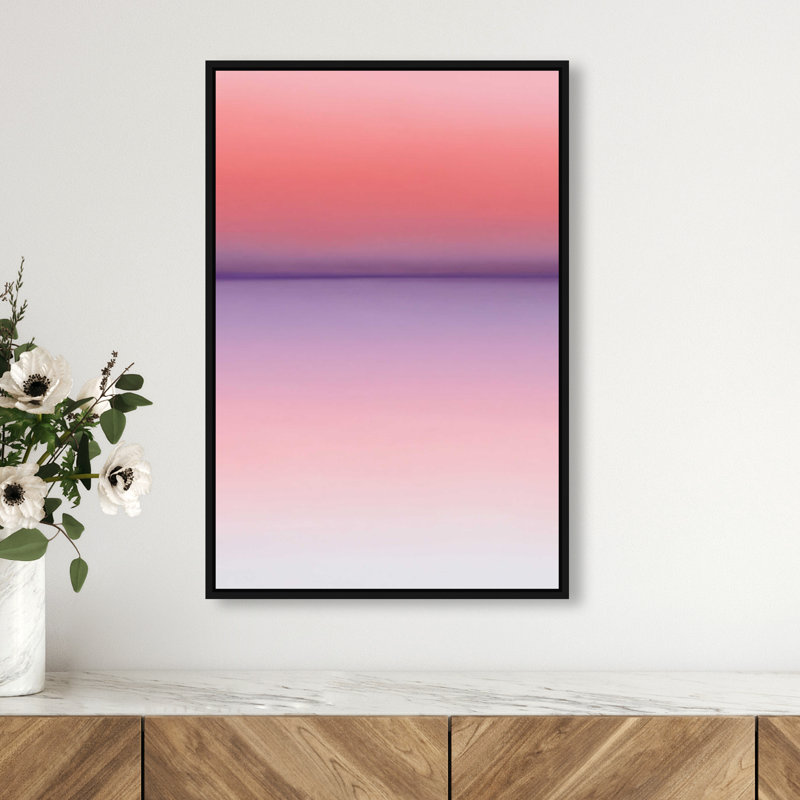 Peach Coastline II Print by Oliver Gal, 25"H x 17"W, Black Floater Frame