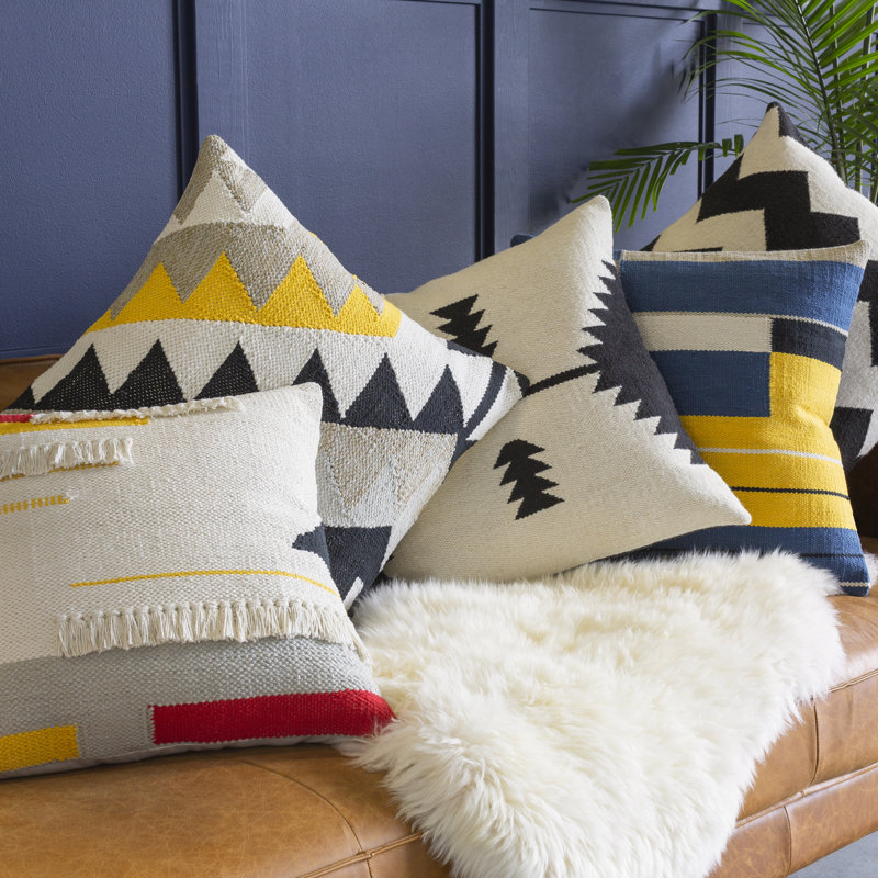 Jude Geometric Cotton Blend Throw Pillow, Down