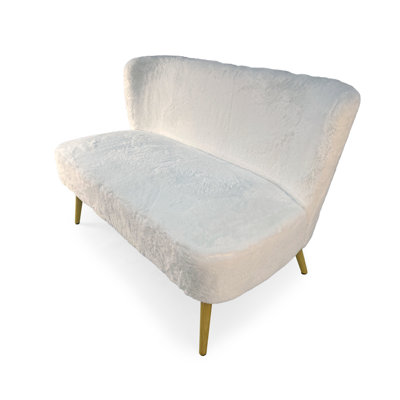 White Faux Fur Bench