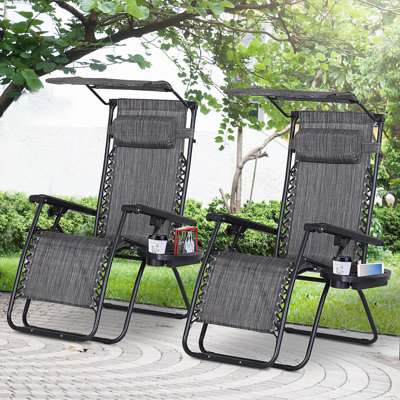Fauteuil inclinable réglable Abigayle Zero Gravity avec porte-gobelet et abat-jour