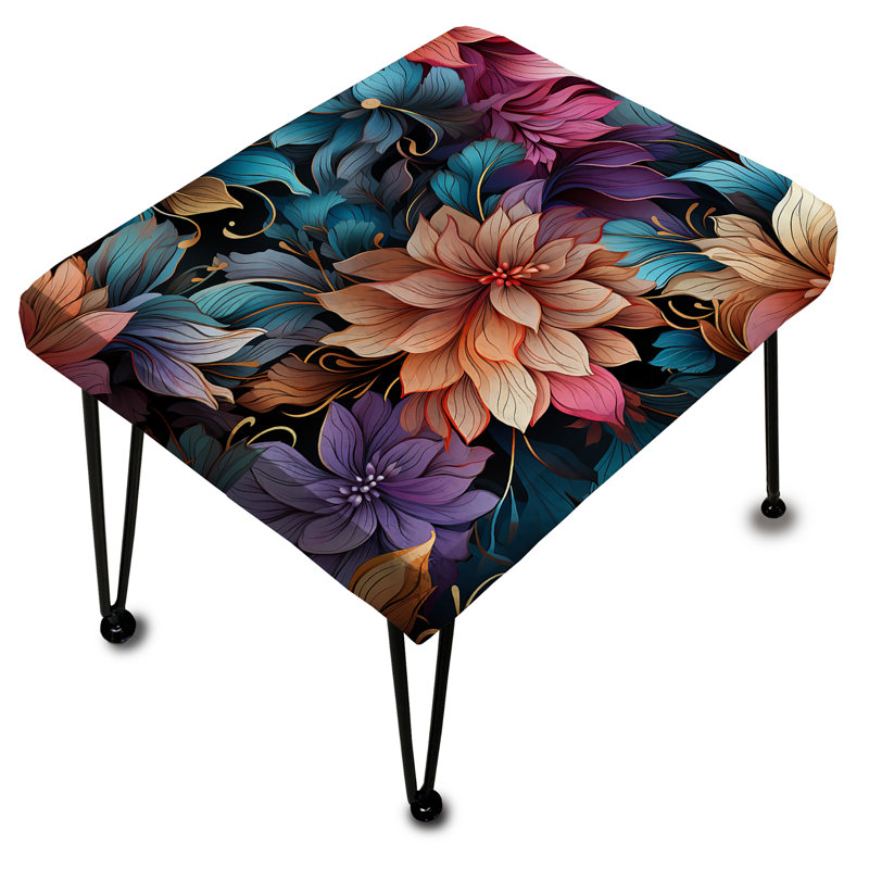 Multicolor Iridescent Luxury Floral Pattern - Floral Rectangle Ottoman