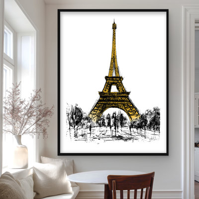 Contour de la Tour Eiffel - reproduction encadrée mate pour la décoration intérieure