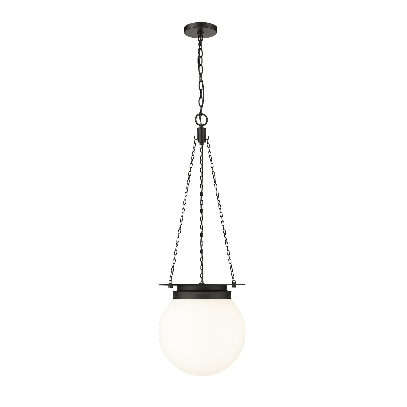 Zella Single Light Glass Dimmable Pendant, White, 86.75" H x 13" W x 13" D, Matte Black