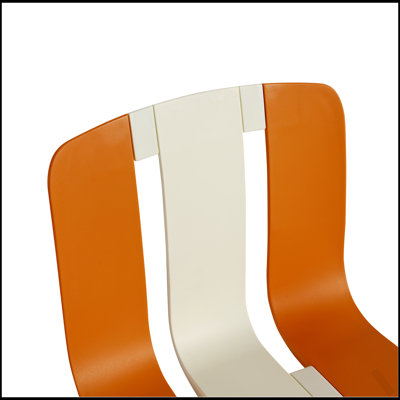 Holiday - 4-Pack Modern Striped Color Block Chairs With PP Plastic Seats And Sturdy Metal Legs For Indoor/Outdoor Use, Vibrant White, Orange, Beige