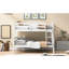 Lit superposé simple au-dessus d'un lit double - blanc, robuste avec garde-corps et mesures blanches-818480584