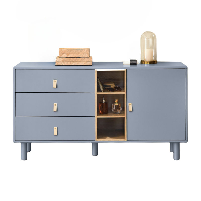 Armoire de rangement multifonctionnelle avec portes et tiroirs, Bleu