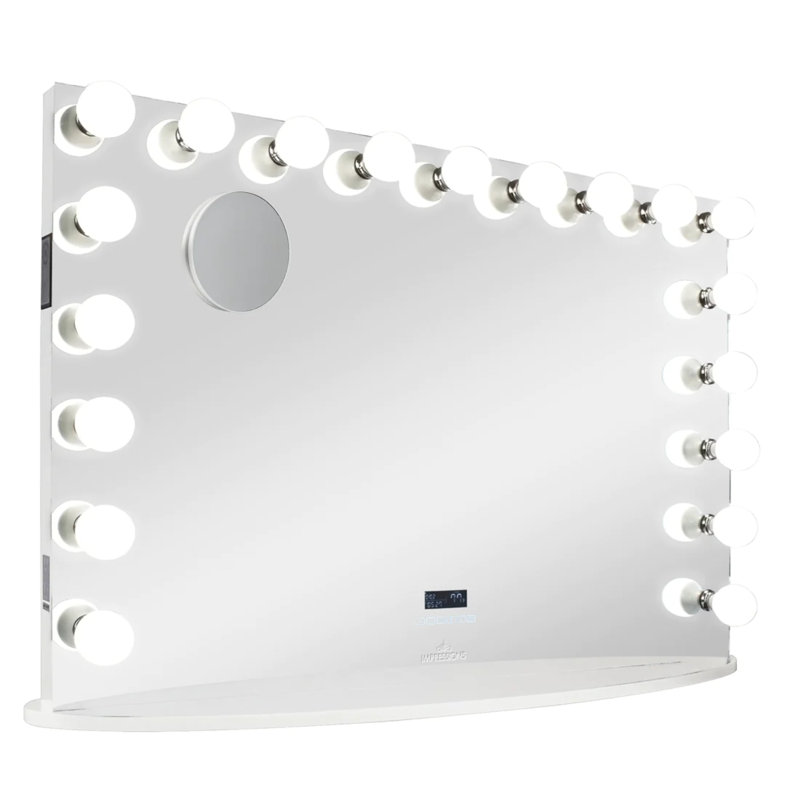 Miroir avec lumières et gradateur, miroir de maquillage Hollywood Premiere Pro Max avec 19 ampoules DEL givrées, Blanc