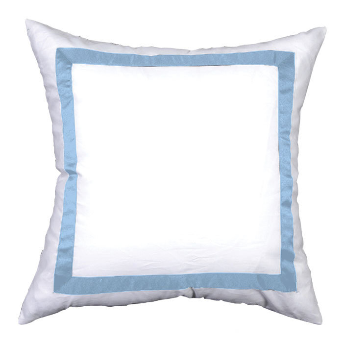 Cotton Blend Sham, Euro, White / Soft Blue