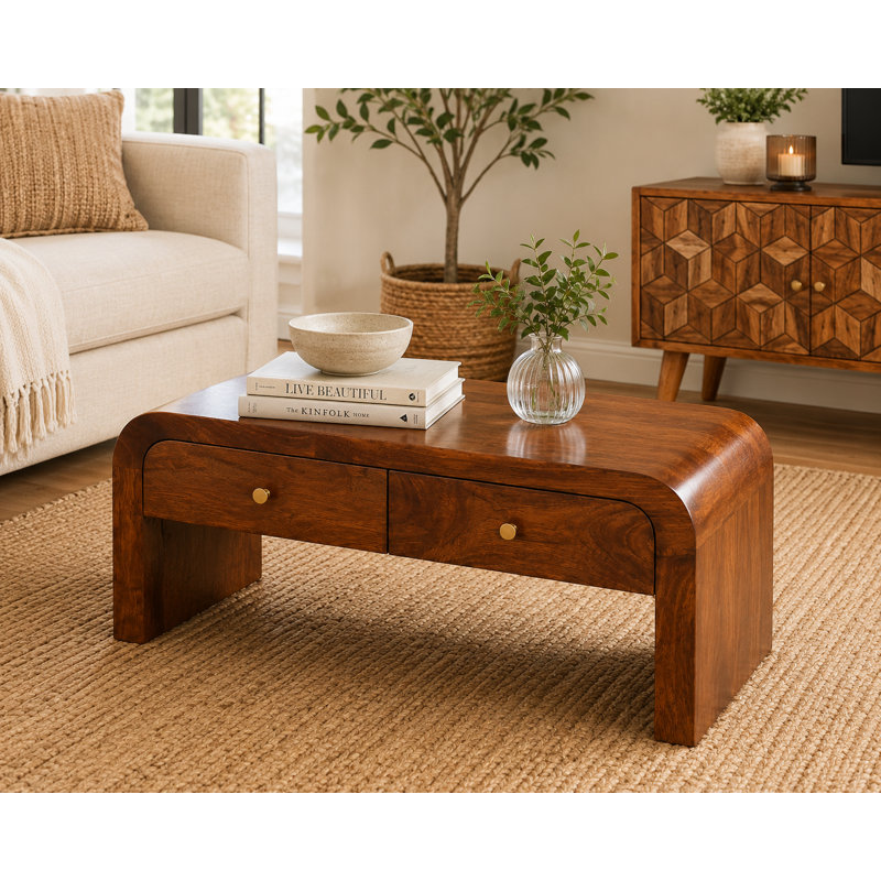 Aujanae Solid Wood Coffee Table, Brown