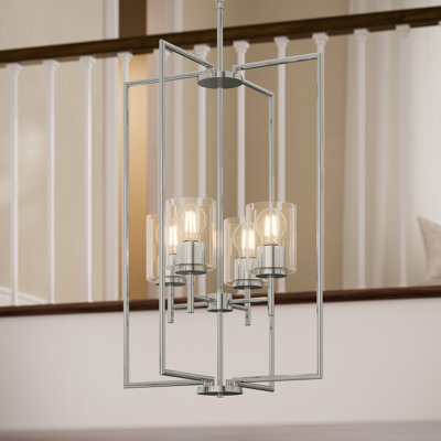 Replay Collection 4-Light Polished Nickel Pendant with Clear Glass Shades