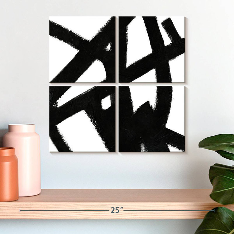 Black Ink Streaks II, 18" H x 18" W