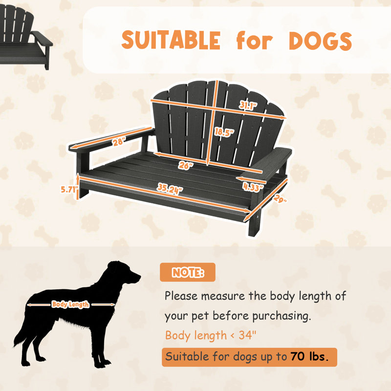 Lit pour chien en résine pour l'extérieur et l'intérieur, Noir