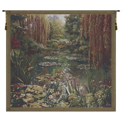 Monet's Garden III Small With Border Belgian Wall Tapestry