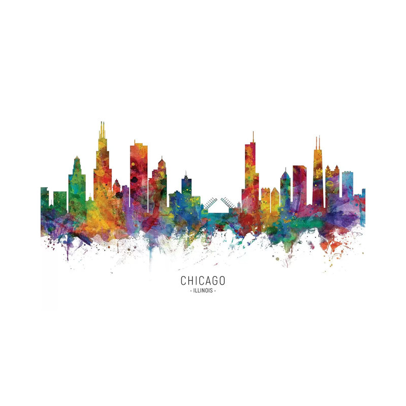 «Chicago Illinois Skyline», impression sur toile tendue, 40'' H x 60'' W x 1.5'' D