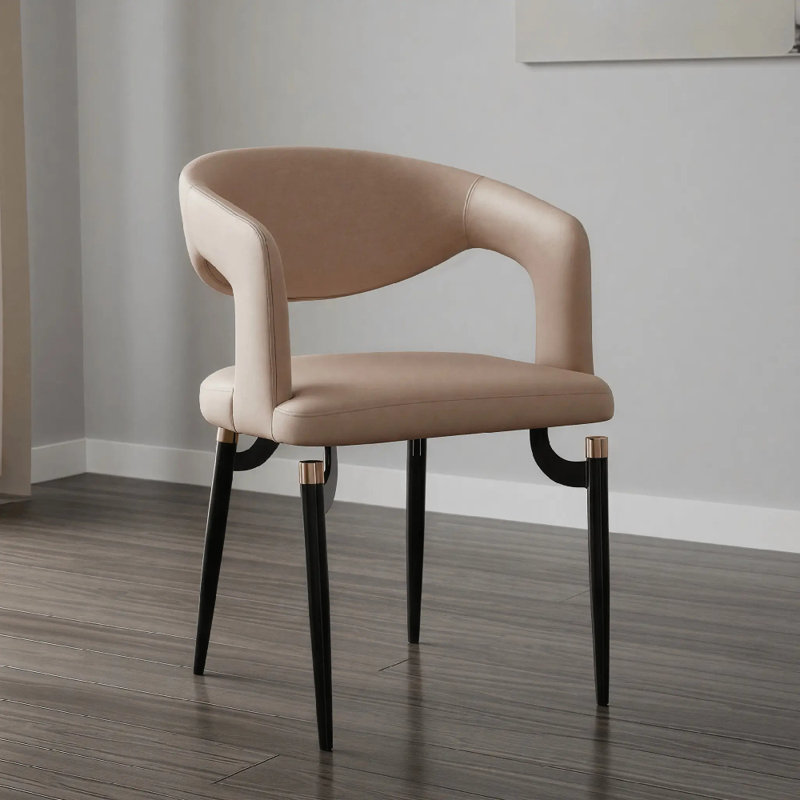 Dixfield Polyurethane Metal Upholstered Back Side Chair, Taupe, 1