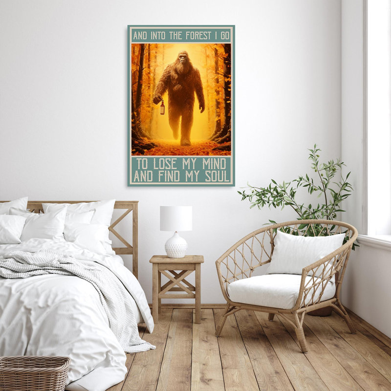 Impression sur toile, "Bigfoot And Into The Forest I Go" - 1 pièce, H 36 po x l 24 po x P 1,25 po