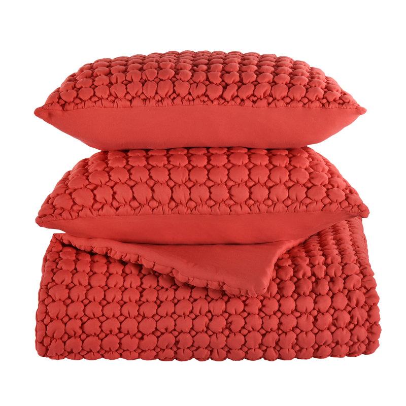 Ensemble de courtepointe Marshmallow Puff, Courtepointe double et 2 taies décoratives standa, Melon