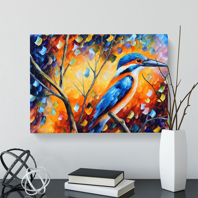 Kingfisher Bird Vol.5 Abstract - Wrapped Canvas Painting, 35cm H x 50cm W x 3cm D