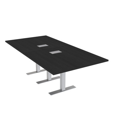 Table de conférence rectangulaire avec base en T en métal | Unité électrique