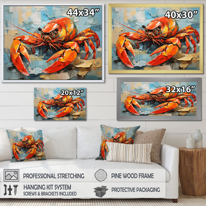 " Crayfish Creek Dweller Collage ", 16" H x 32" W x 1" D, Wrapped Canvas