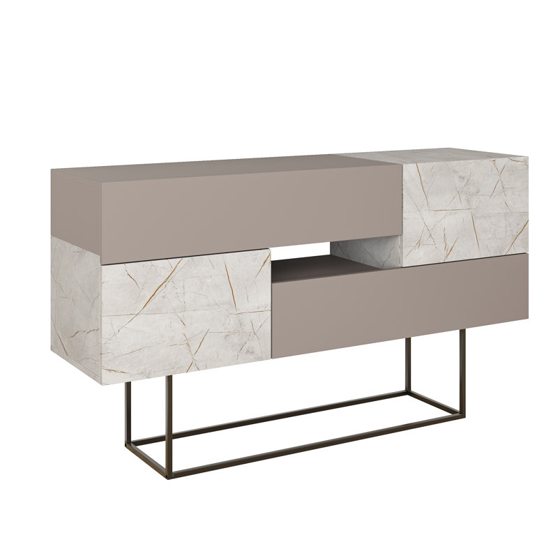 Mazzitelli 145cm Console Table, Light Mocha/White