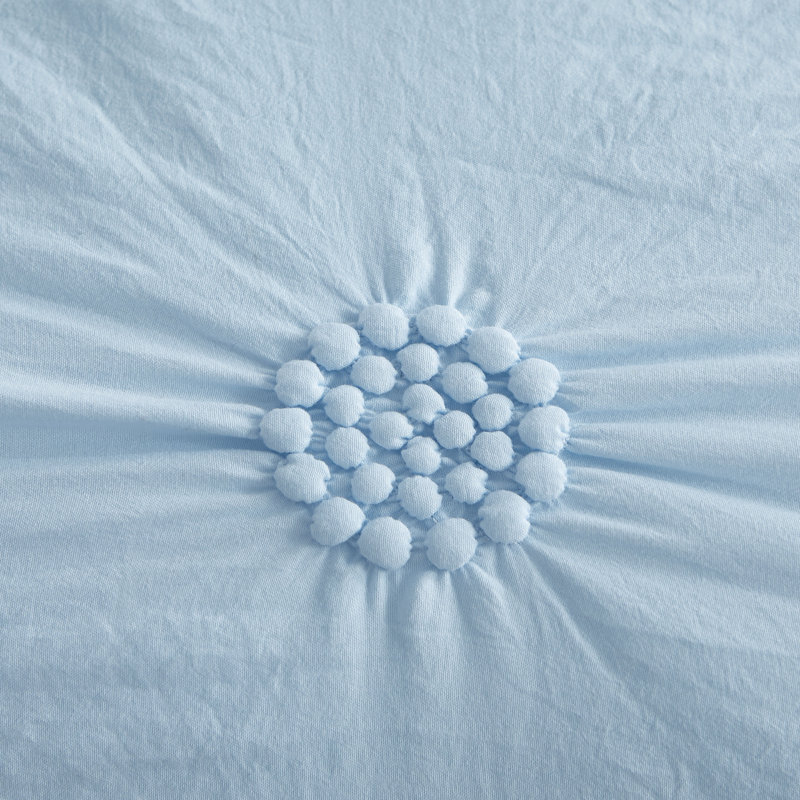 Ensemble de couette trois pièces à plis floraux, microfibre douce, couleurs pastel, ensemble de literie léger, Bleu pastel