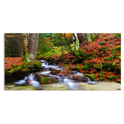 «Beautiful Autumn Forest Waterfall» - photographie sur toile