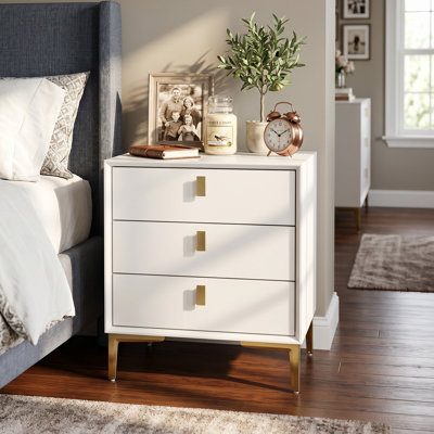 3 - Drawer Nightstand With Metal Legs