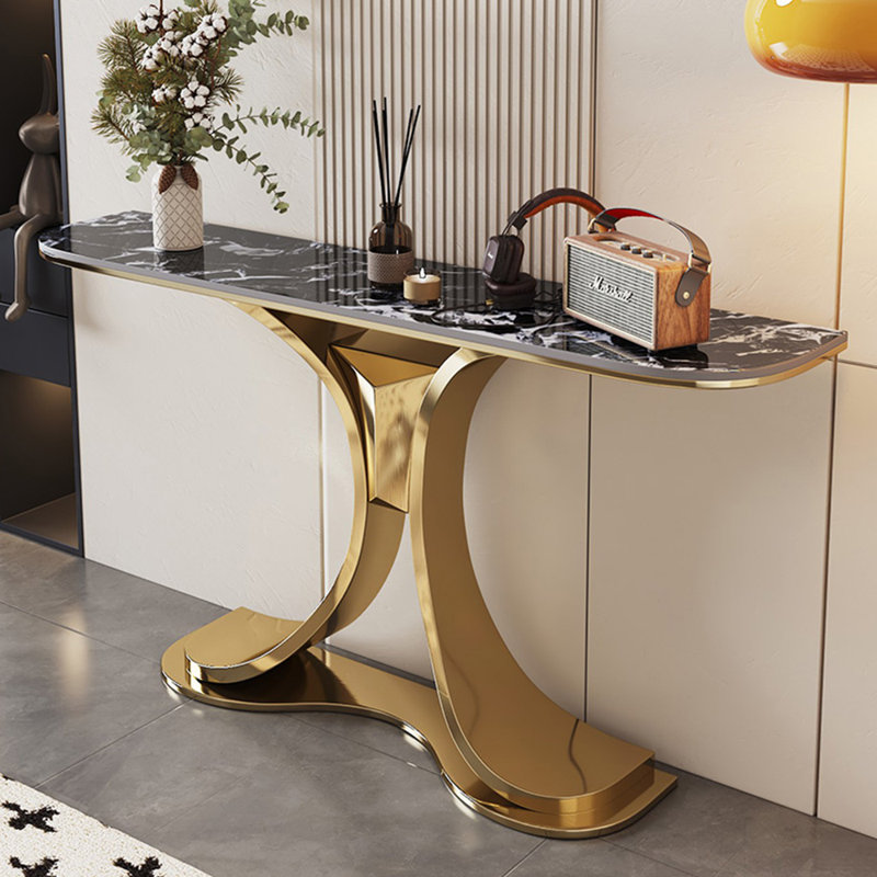 Console légère et luxueuse, Blacks Blanc, H 31,5 po x l 59 po x P 11,8 po, Doré