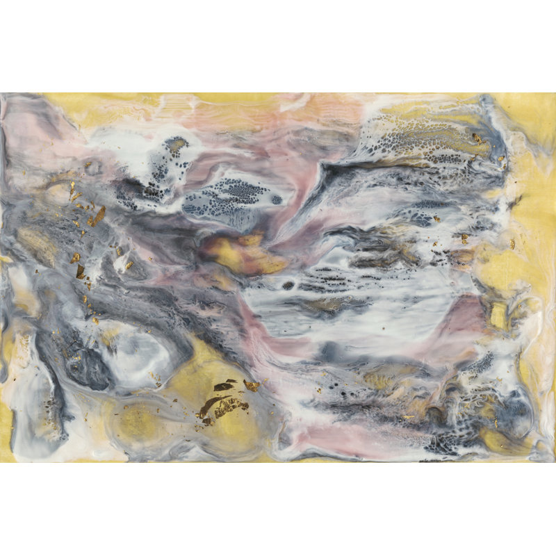 Energy Flow I - Painting, 20 cm H x 30 cm W, Black Floater Framed