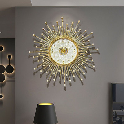 Modern Luxury Gold Alloy Rhinestones Digital Clock