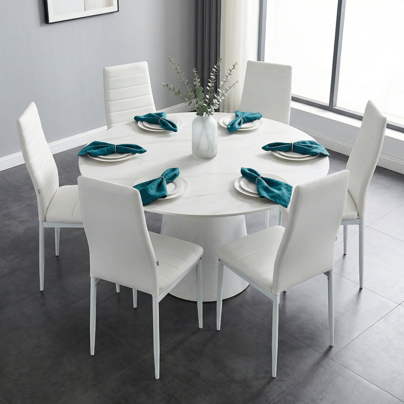 Modern Dining Accent Chairs Set of 6 for Kitchen, dining room, living room, White